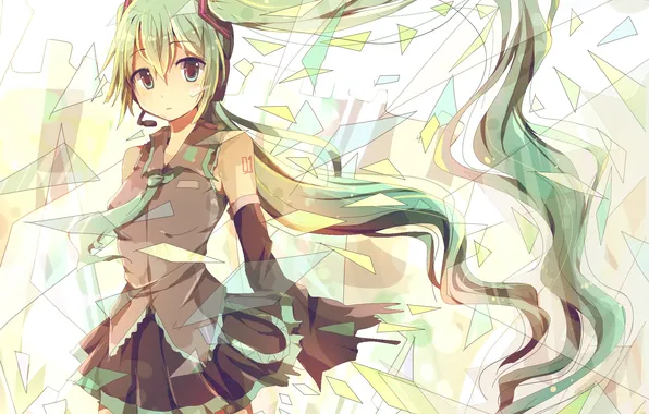 Girl, art, vocaloid, hatsune miku, Vocaloid, mikrofon school uniform