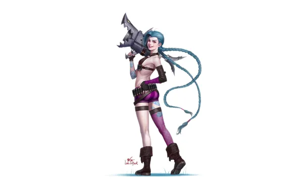 Girl, Art, Style, League of Legends, Background, Weapon, Minimalism, Characters