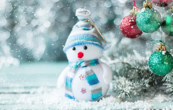 Picture winter, snow, New Year, Christmas, snowman, Christmas, winter, snow
