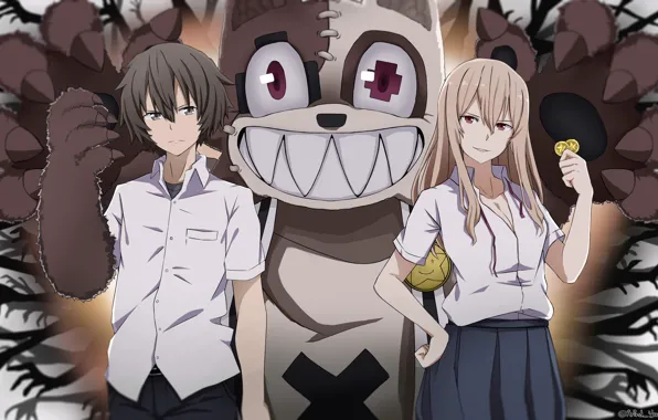 Girl, paws, coins, beast, guy, Clair Aoki, Shuichi Kagaya, Gleipnir