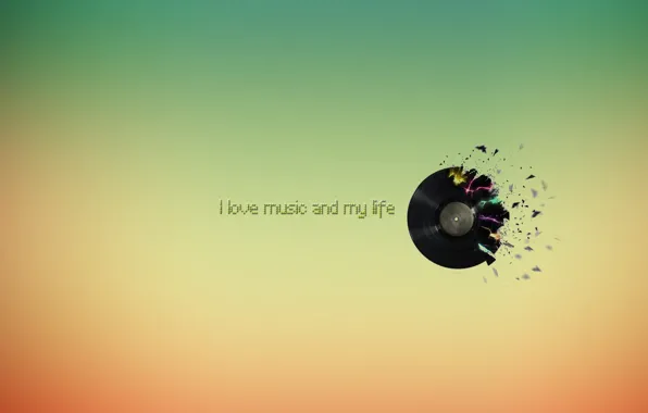 Picture color, record, I love music and my life