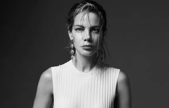 Decoration, background, portrait, makeup, dress, actress, hairstyle, black and white