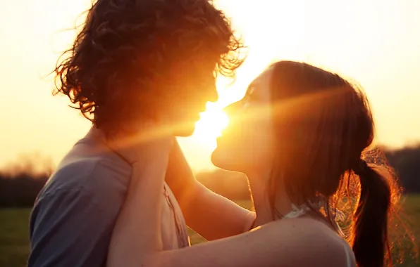 Picture summer, the sun, love, sunset, mood, romance, pair, magic moment