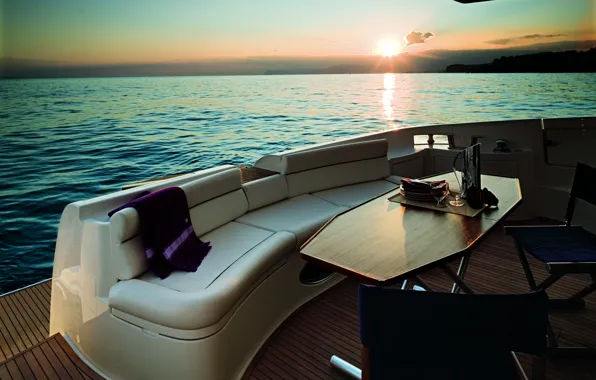 Picture sea, sunset, mood, stay, the evening, yacht, glasses, journey