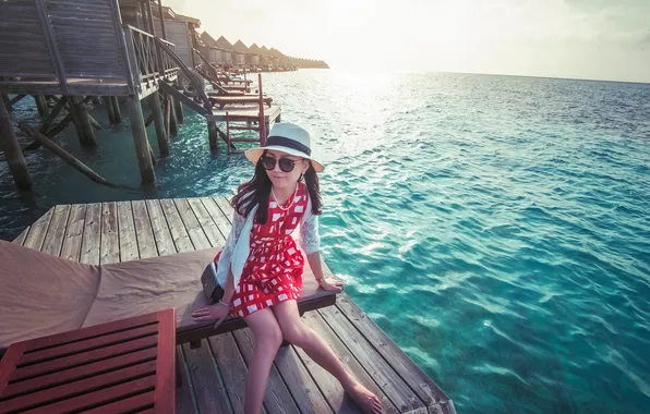 Water, girl, glasses, Asian