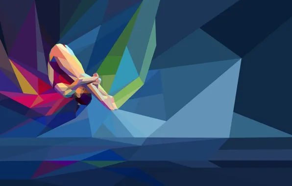 Sport, athlete, low poly, diving