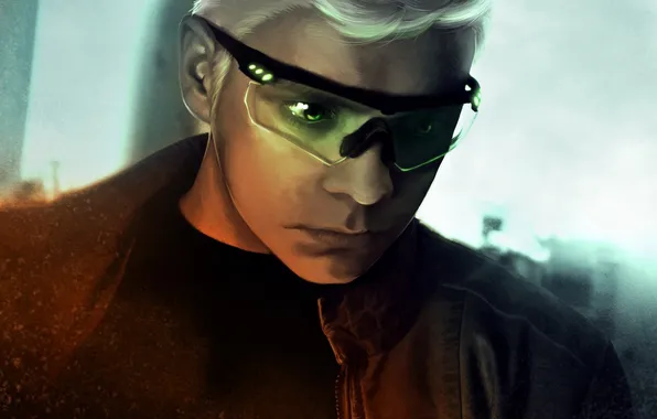 Picture look, face, art, glasses, white hair, alexiuss