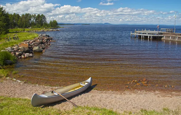 Water, nature, photo, coast, boat, Sweden, Dalarna