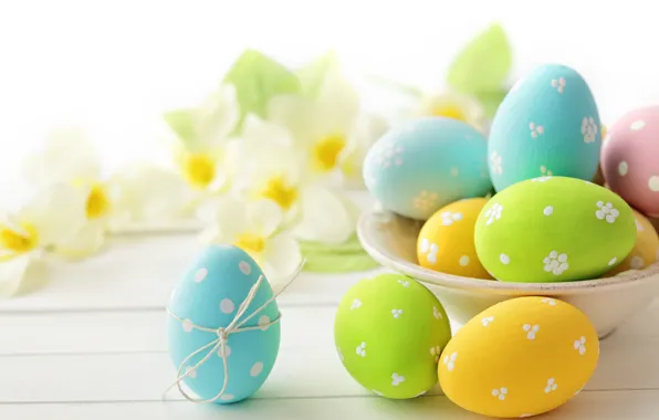 Flowers, eggs, Easter, flowers, Easter, eggs, delicate, pastel