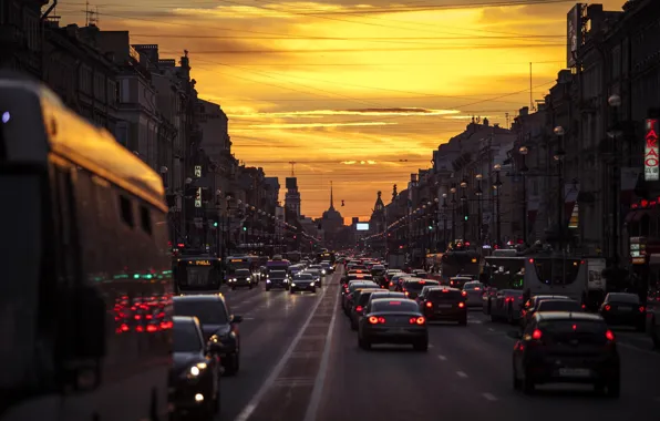 Machine, movement, street, the evening, Peter, Saint Petersburg, Russia, Russia