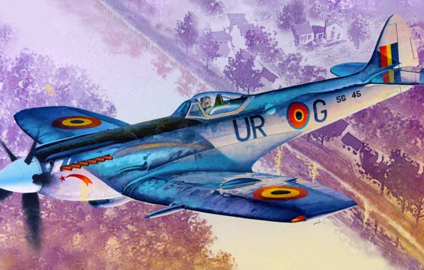 Figure, art, Spitfire, Supermarine, the English fighter, Mk.XIVE