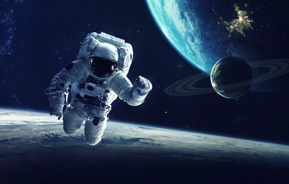 Picture space, planet, protective clothing, Astronaut