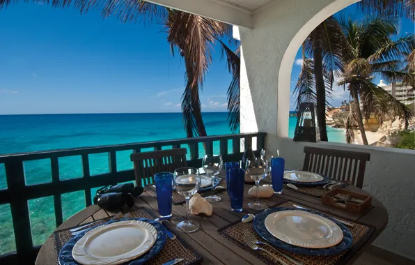Sea, beach, stay, view, horizon, relax, balcony, terrace