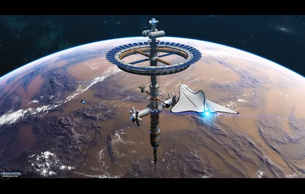 Picture stars, Phoenix Station, planet, space station, space, flight