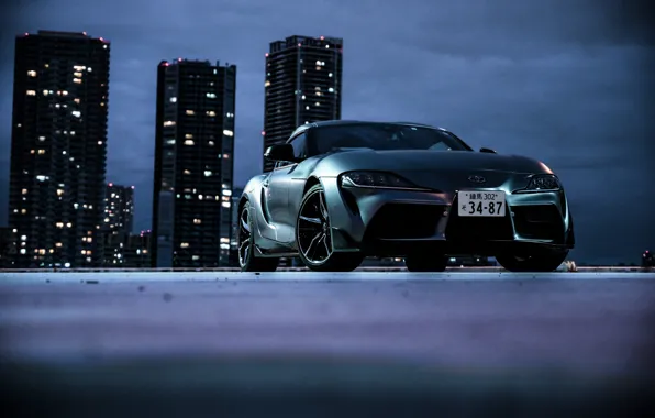 Night, the city, coupe, home, Toyota, Supra, the fifth generation, mk5