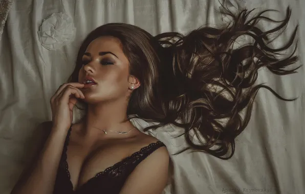 Chest, face, hair, makeup, brunette, lies, sexy, nightie