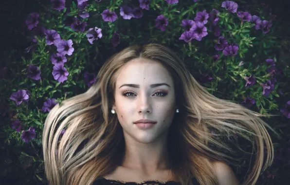 Girl, hair, sponge, flowers, Charly