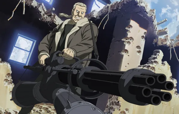 Picture weapons, destruction, male, cyborg, Ghost in the shell, Bateau, machine gun, Ghost in the Shell