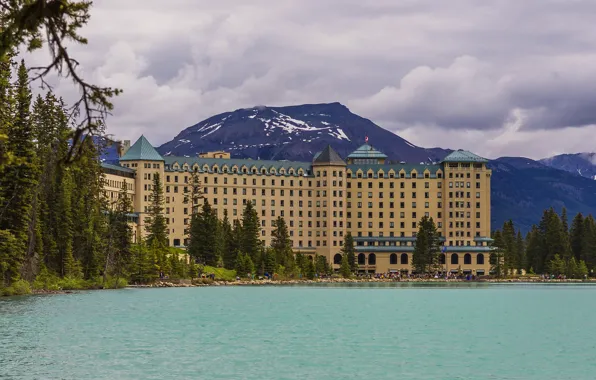 Picture mountains, the city, lake, house, Park, photo, Canada, the hotel