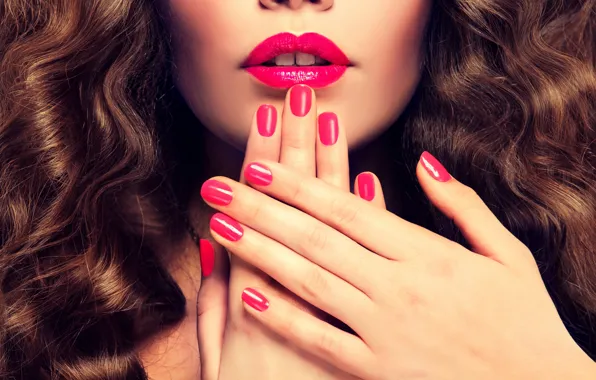 Picture red, woman, lips, nails