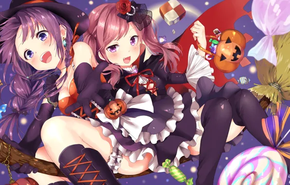 Picture kawaii, happy, halloween, anime, funny, pumpkin, witch, bishojo