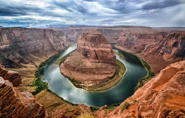 Picture USA, the Glen canyon, Horseshoe, Horseshoe Bend, Arizona, the smooth bend of the channel of …