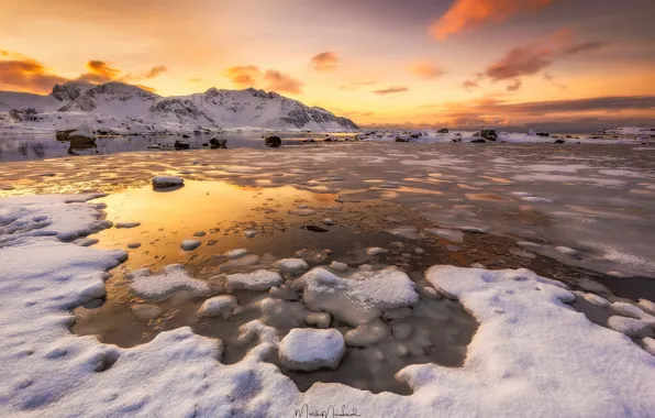 Picture winter, the sky, clouds, snow, ice, North