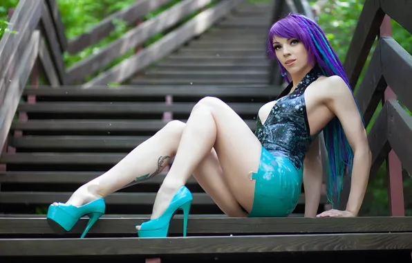 Sexy, legs, high heels, fetish, latex, short dress, latex dress, Octokuro