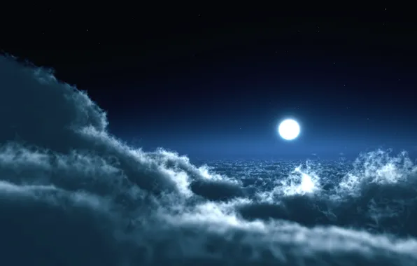 The sky, clouds, night, photo, the moon, landscapes