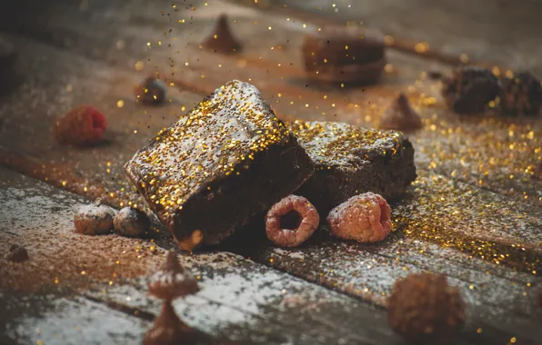 Picture berries, table, cake, dessert, wood, chocolate