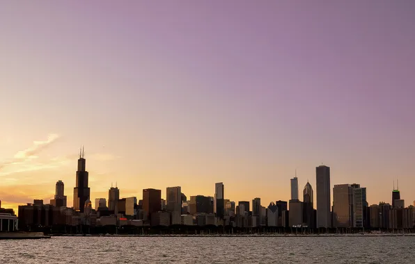 Picture the city, yachts, United States, Illinois, panorama, Chicago Skyline