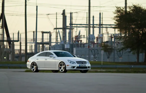 Picture road, white, CLS, Mercedes, Benz, Mercedes