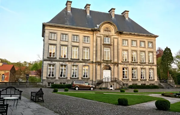 House, Beautiful, landscape, style, old, Belgium, Castle, architecture