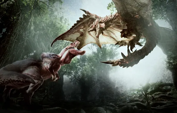 Game, predator, fang, Monster Hunter, dinosaur, E3 2017, Rathalos, Monster Hunter World