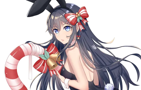 Picture look, girl, new year, rabbit, art, Christmas, Seishun Yarou wa bunny girl Senpai no Yu …