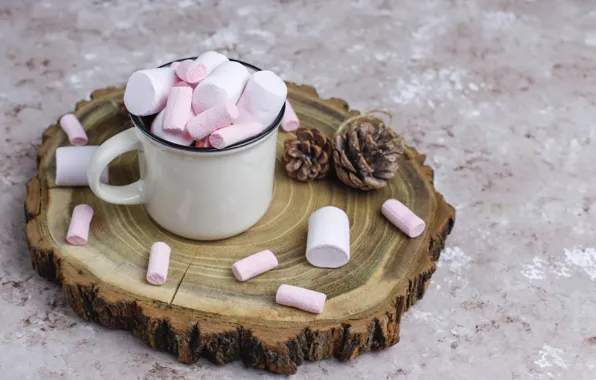 The sweetness, mug, bumps, marshmallows