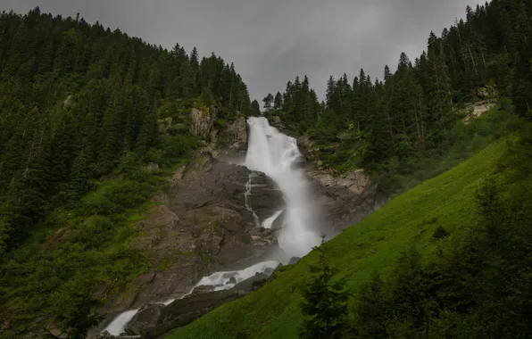 Forest, mountains, stones, rocks, waterfall, stream, ate, power