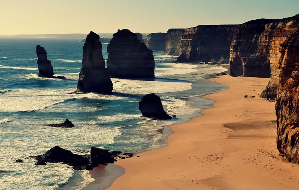 Picture wave, beach, shore, Victoria, Australia, solar, The Twelve Apostles, Port Campbell national Park