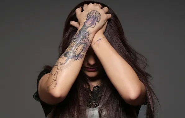 Picture girl, background, tattoo