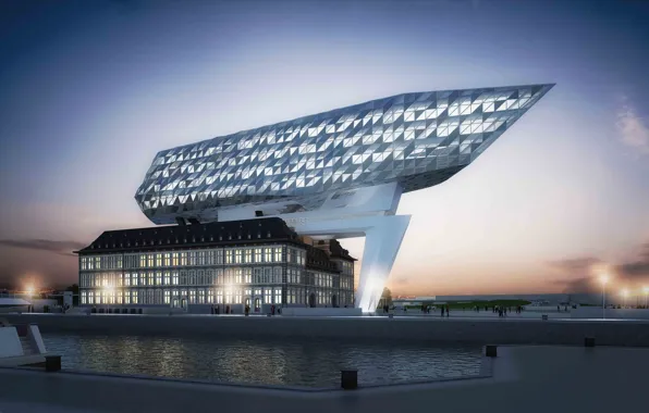 Design, the city, building, port, architecture, sunset, Belgium, exterior