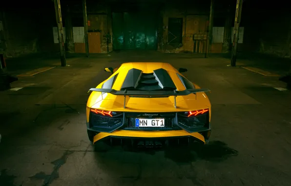 Picture auto, tuning, Lamborghini, spoiler, rear view, back, Aventador, Lamborghini