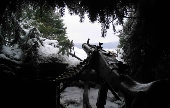 Picture snow, weapons, ambush, needles, MG-42