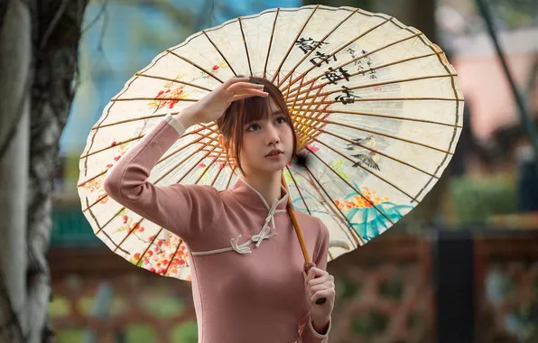 Umbrella, Asian, gesture, cutie, beautiful girl, asian, cutie, asian girls
