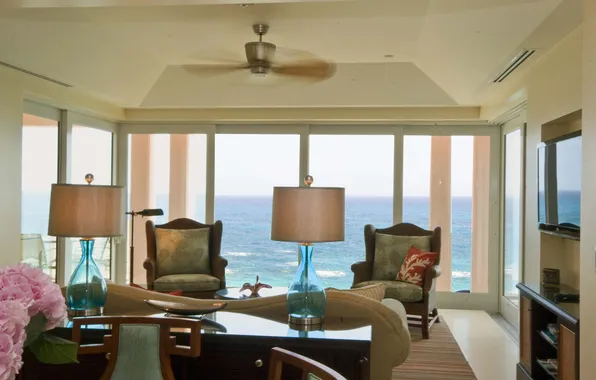 Design, house, style, Villa, interior, living room, ocean views from the livingroom