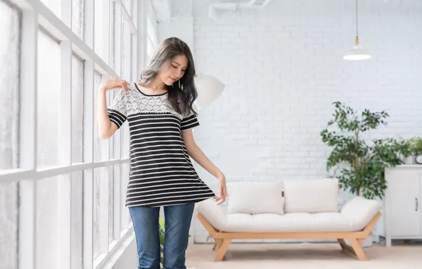 Picture girl, room, mood