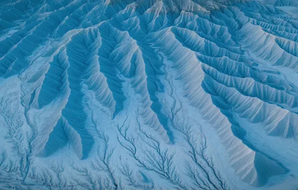 Mountains, hills, river, the view from the top, relief, blue tones, mountain range, the