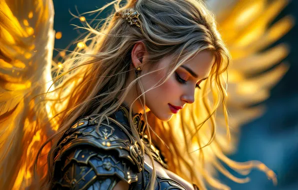 Girl, pose, portrait, wings, angel, fantasy, AI art, neural network