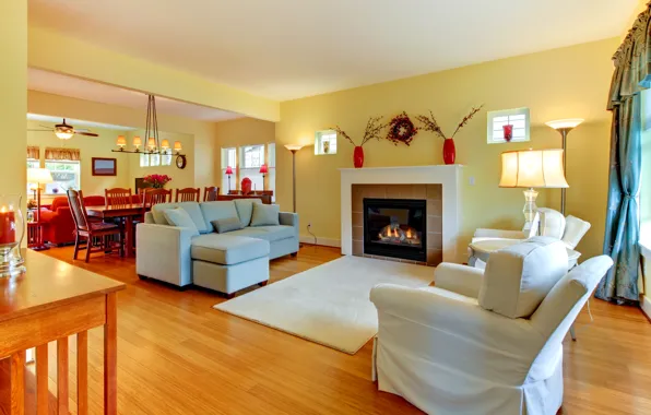Photo, Design, Chair, Sofa, Lamp, Fireplace, Interior, Living room