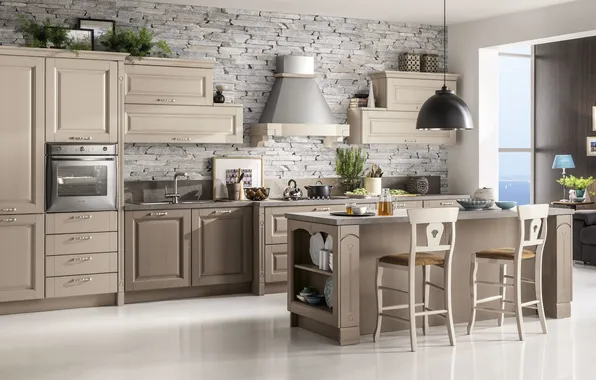 Style, Villa, interior, Italy, kitchen, dining room, dining area, Italian design