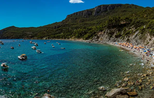 Sea, beach, mountains, Italy, Monte Argentario